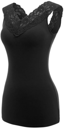 Black sleeveless deep sexy lace vneck backless top - Picture 2 of 3